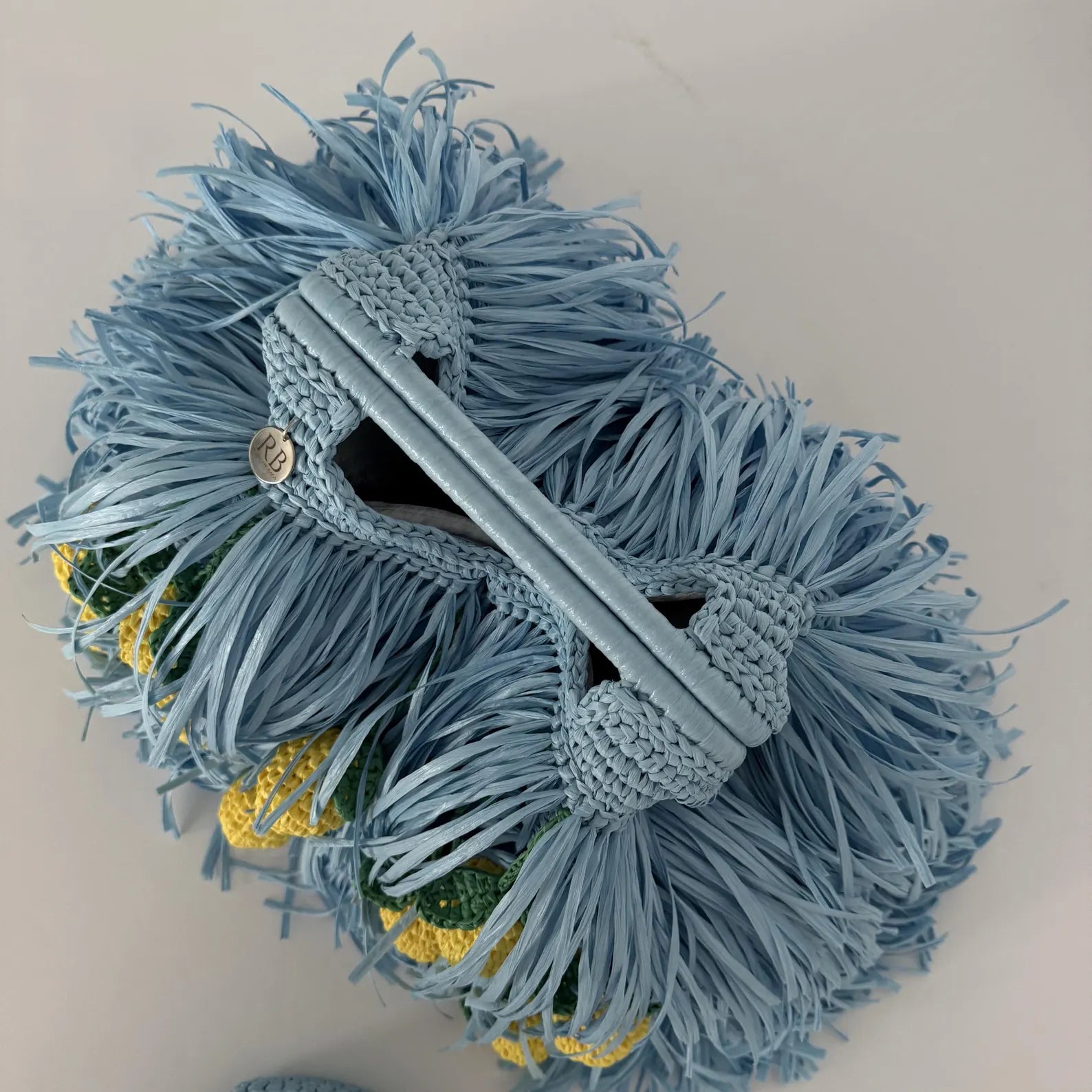 Flettet Raffiataske med Citronmotiv