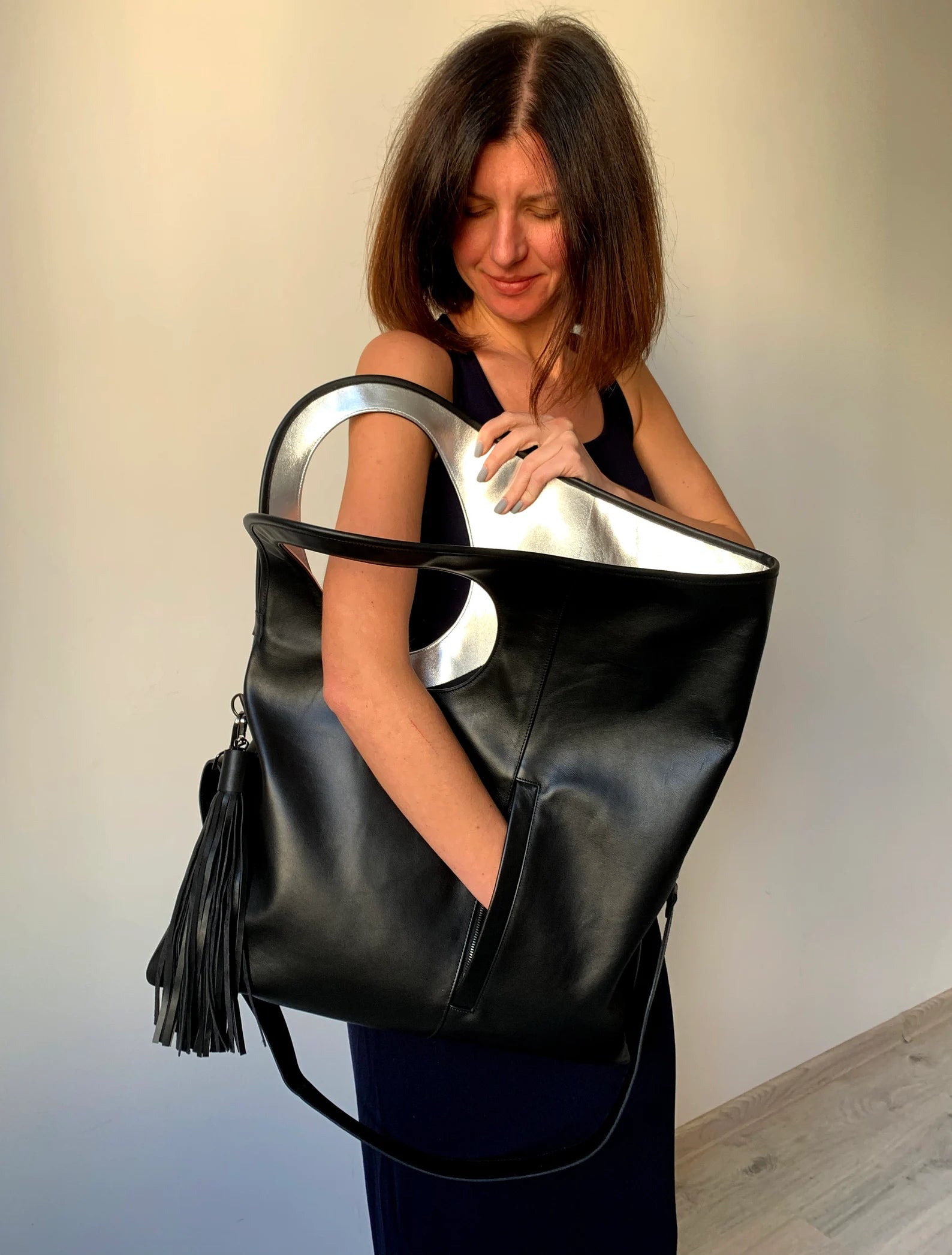 Oversized Clutch i Ægte Læder — Rød