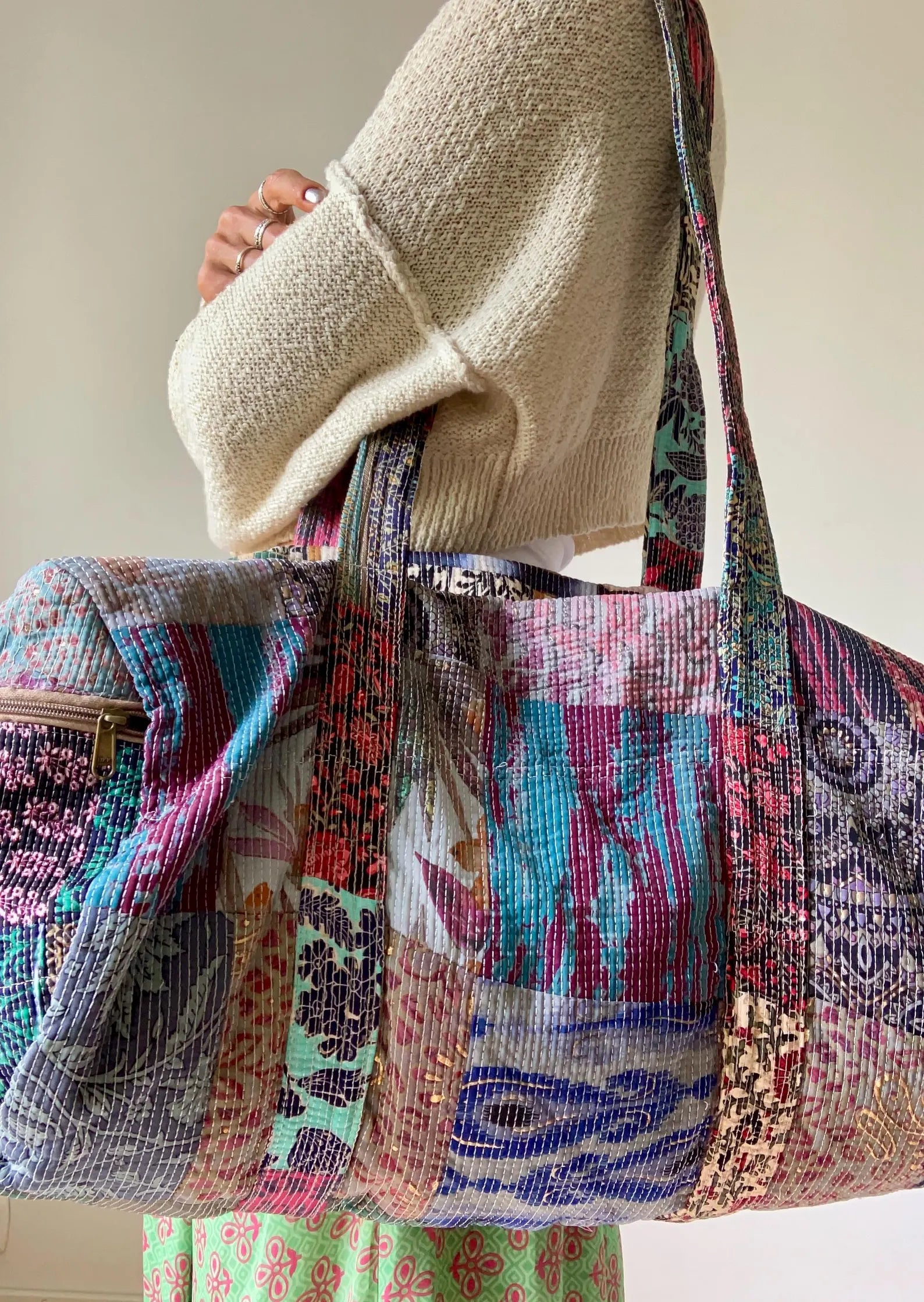 Patchwork Duffeltaske i Blød Bomuld