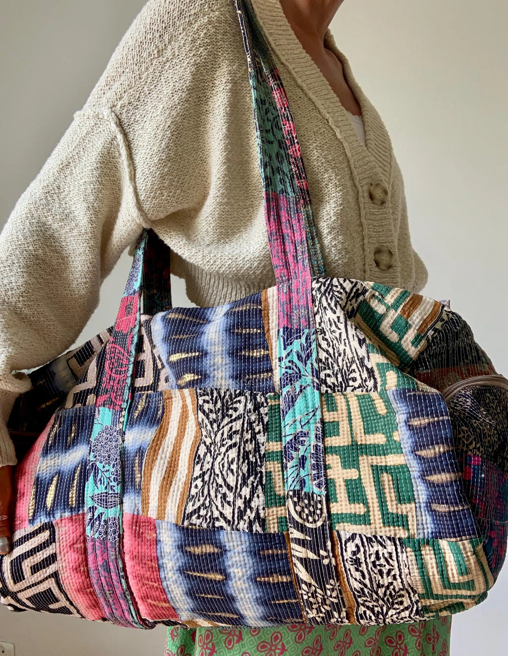 Patchwork Duffeltaske i Blød Bomuld