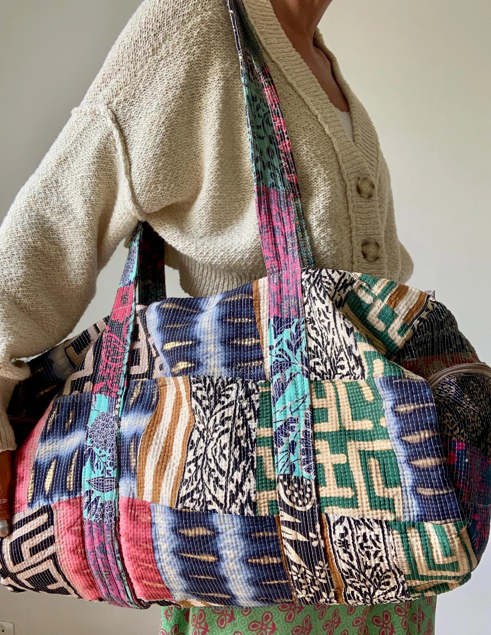 Patchwork Duffeltaske i Blød Bomuld
